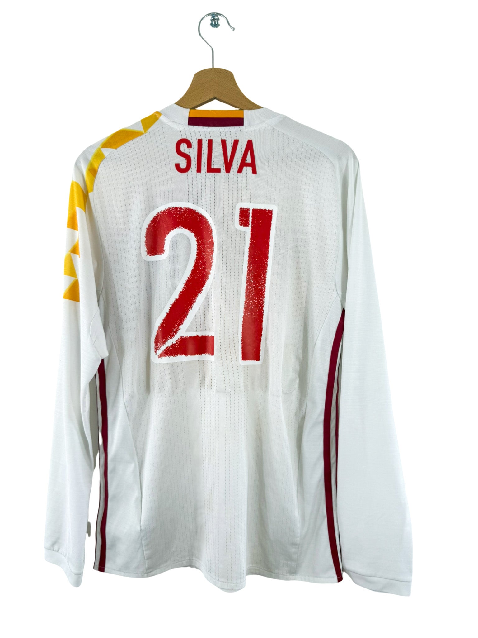 2015 - Spain Away Jersey [#21 Silva] *Long Sleeves* *Pro* - M