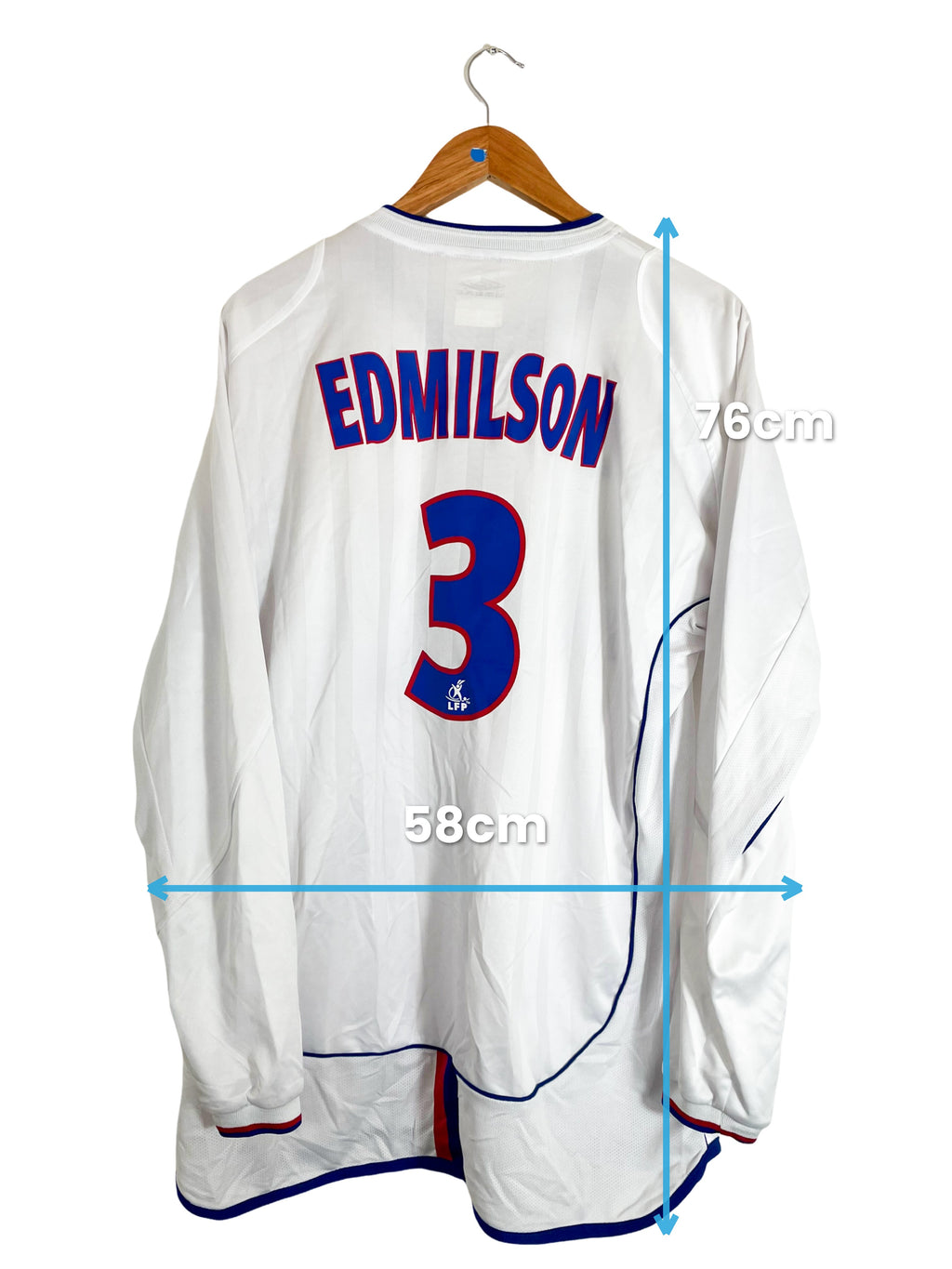 2003/2004 - Maillot *stock pro* Lyon domicile *manches longues* [#3 EDMILSON] - XL