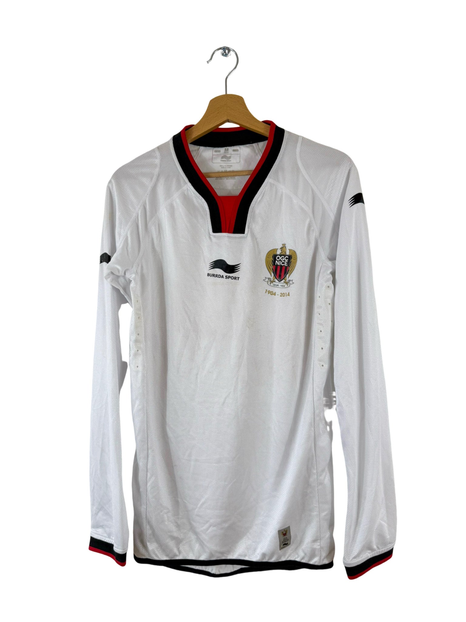 Camiseta de visitante del OGC Nice 2013/2014, Burrda Sport *Stock Pro* *Manga larga* - Talla M
