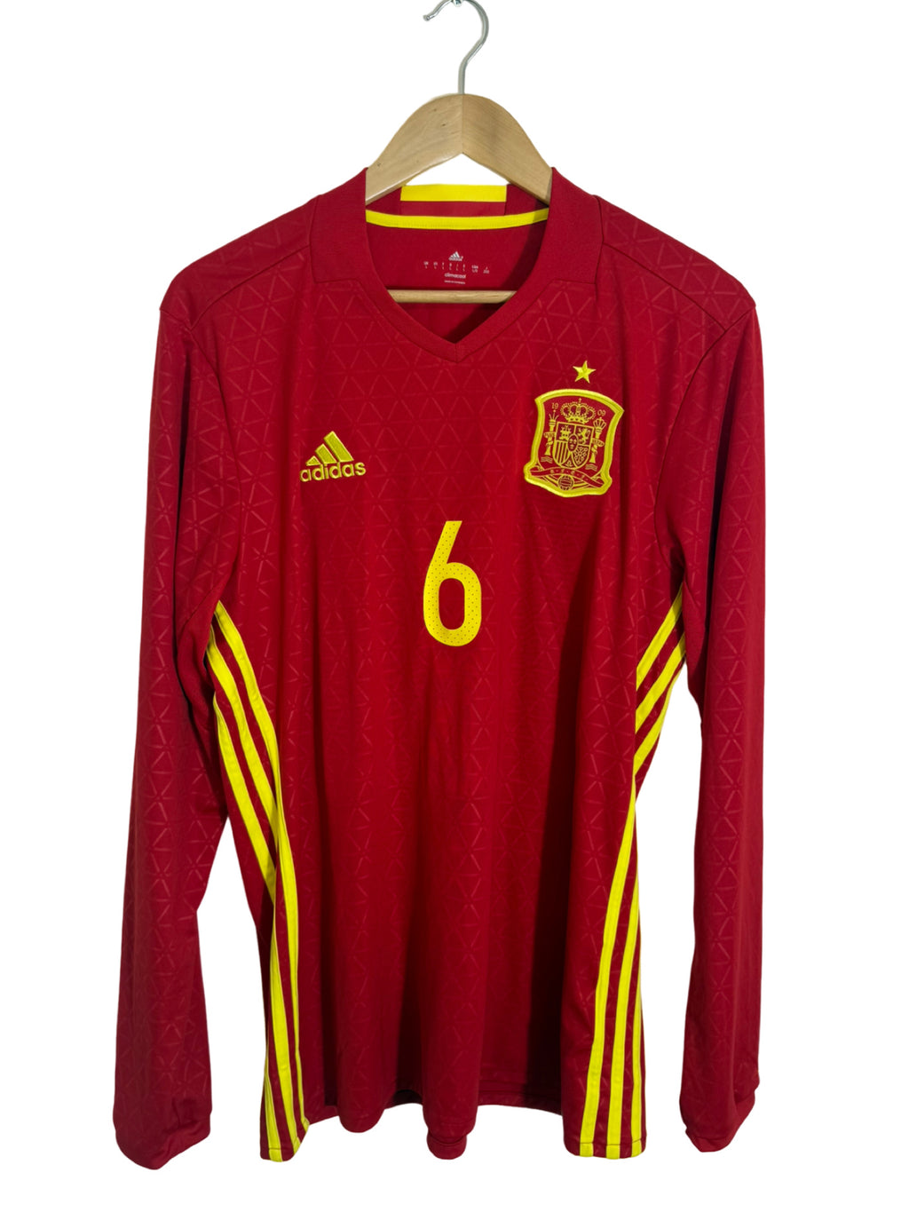 2016 – Camiseta España casa *Manga Larga* [#6 Iniesta] - L