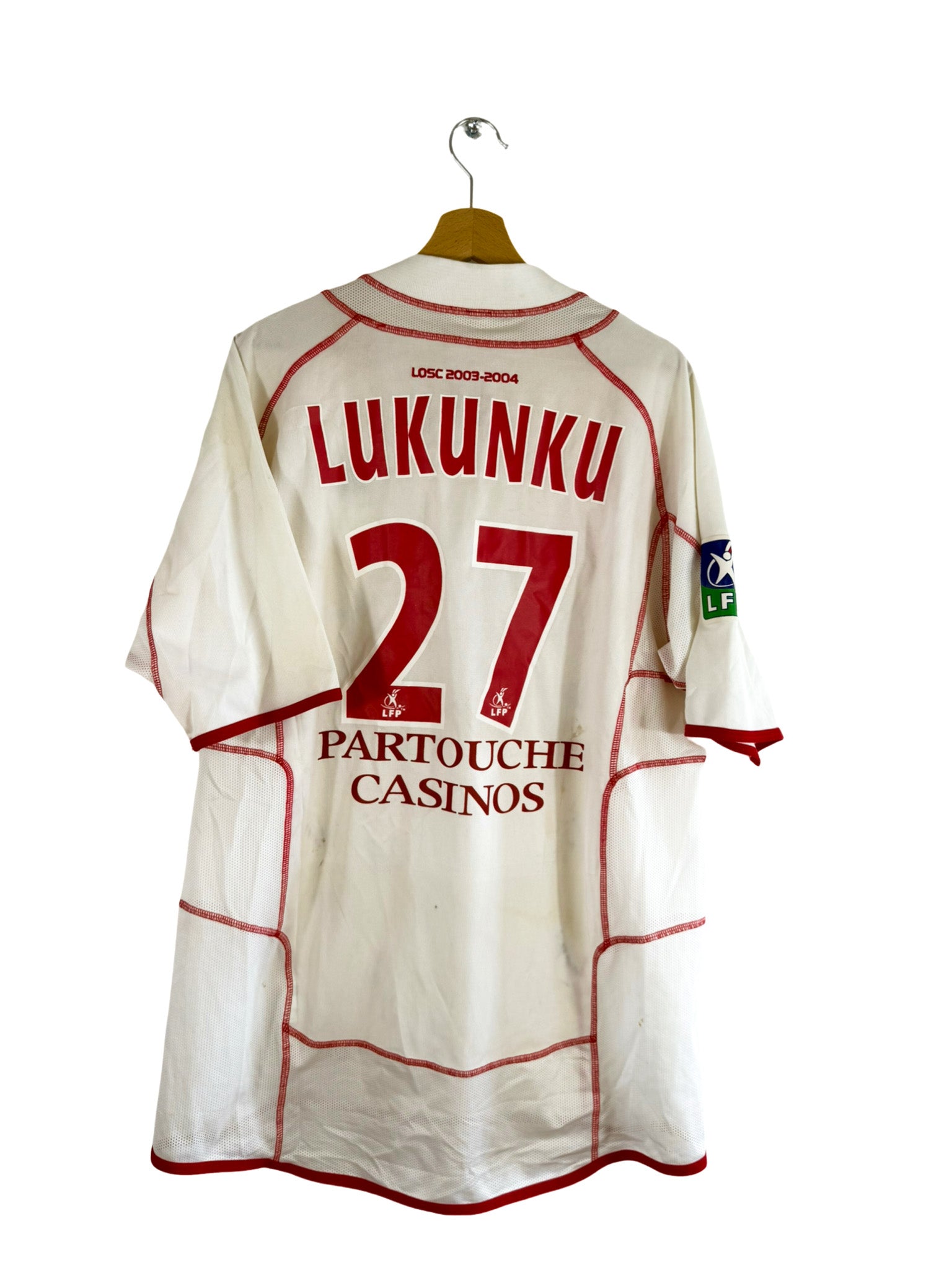 2003/2004 - Camiseta de visitante de LOSC [#27 Lukunku] Kipsta *Problema del partido* - Talla XL