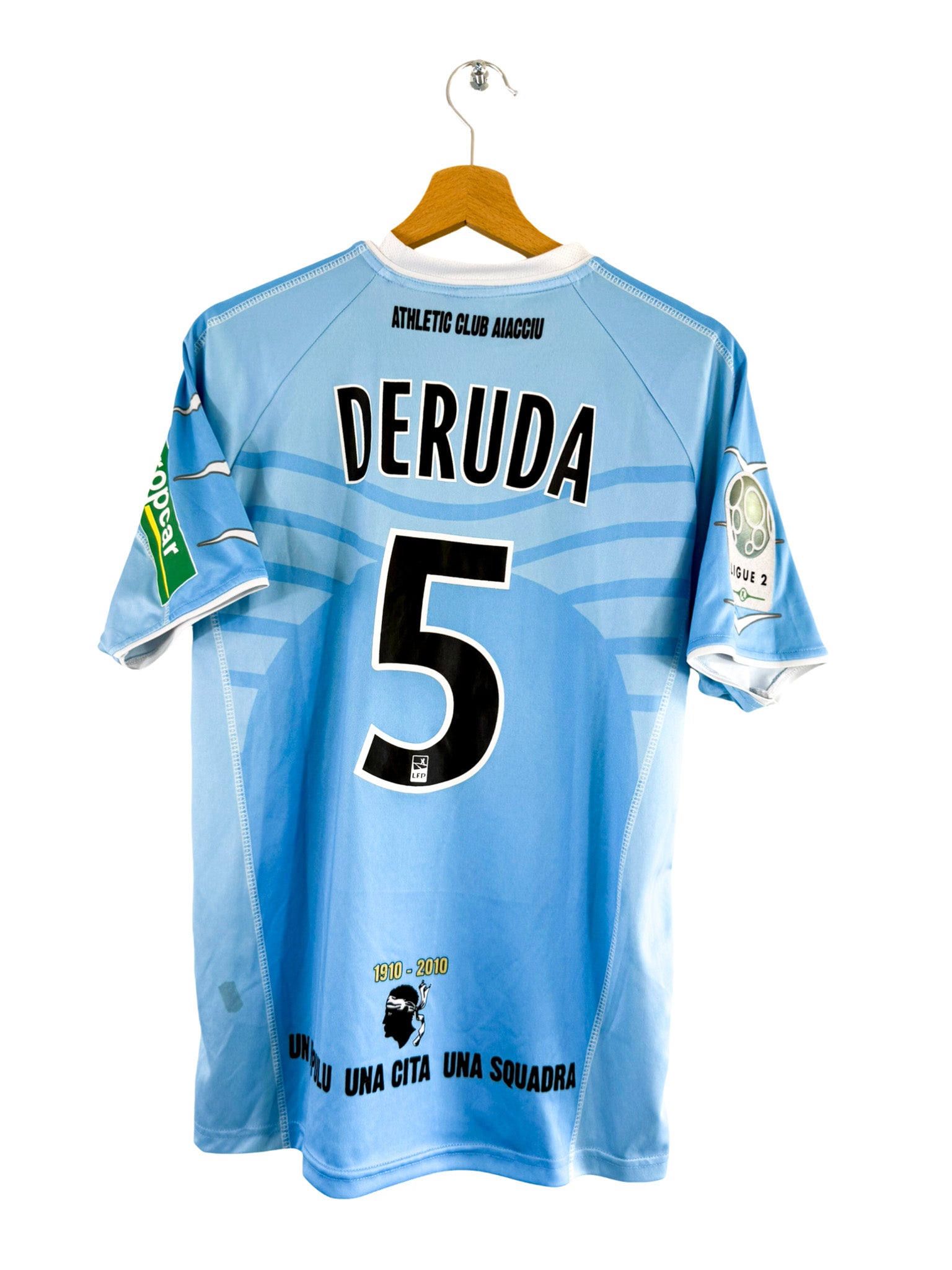 2009/2010 - Camiseta visitante del AC Ajaccio [#5 Deruda] Duarig *Problema del partido* - Talla M
