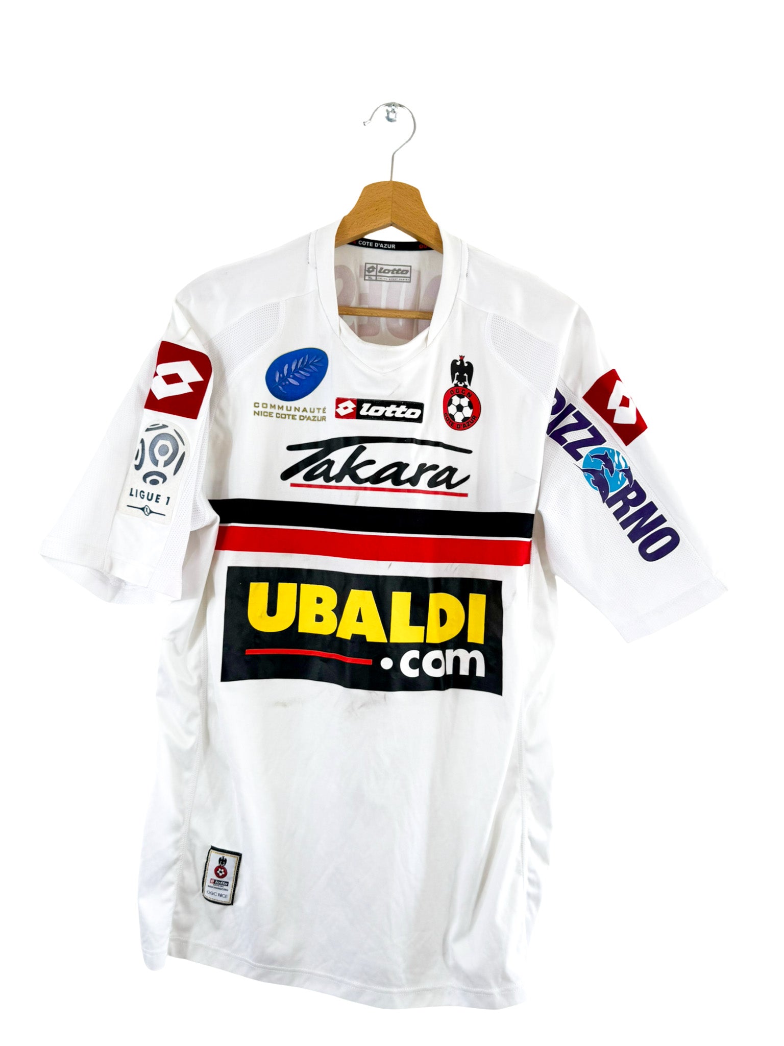 2008/2009 - Camiseta de visitante del OGC Nice [#9 Modeste] Lotto *Problema del partido* - Talla XL