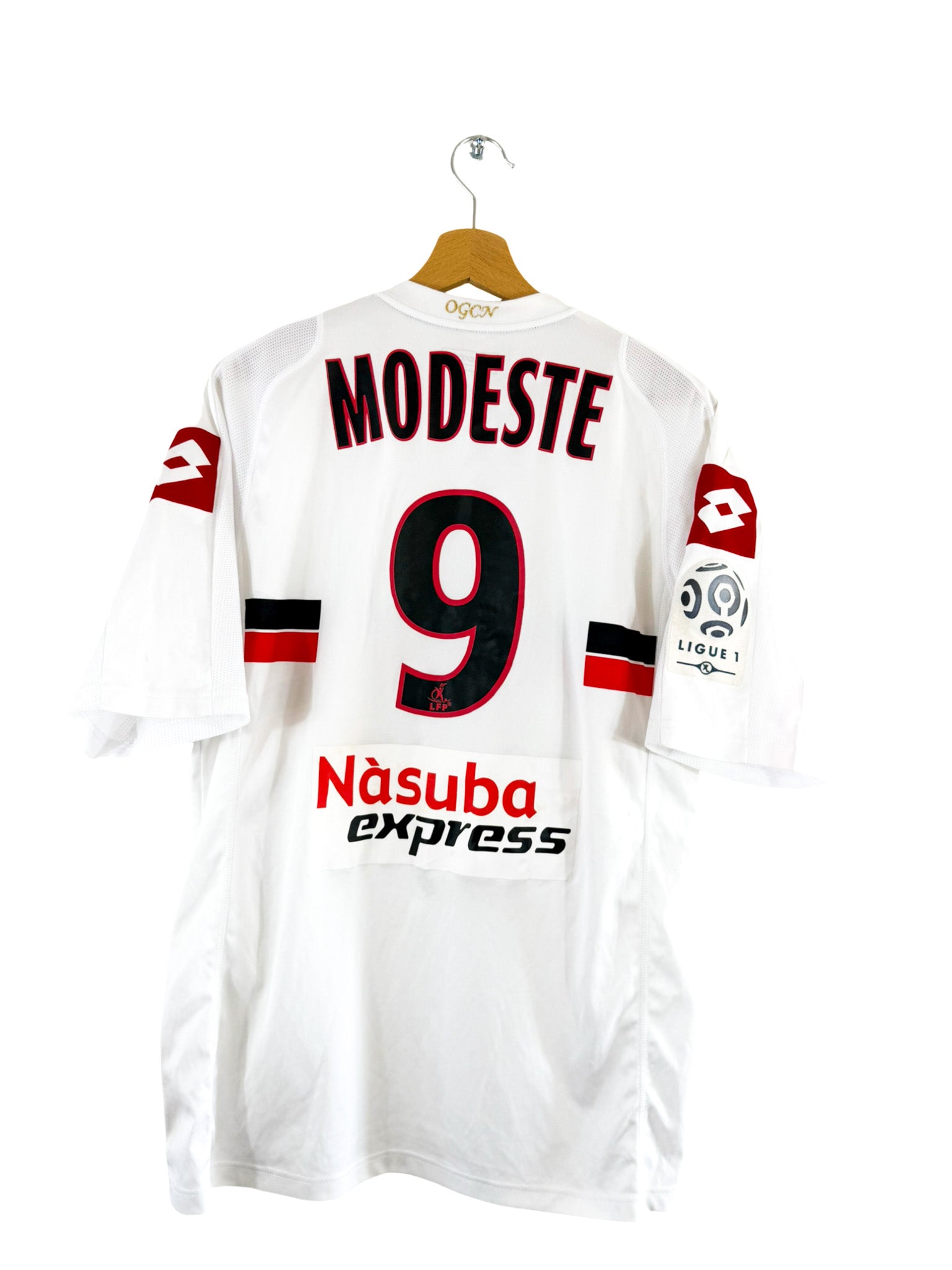 2008/2009 - Camiseta de visitante del OGC Nice [#9 Modeste] Lotto *Problema del partido* - Talla XL