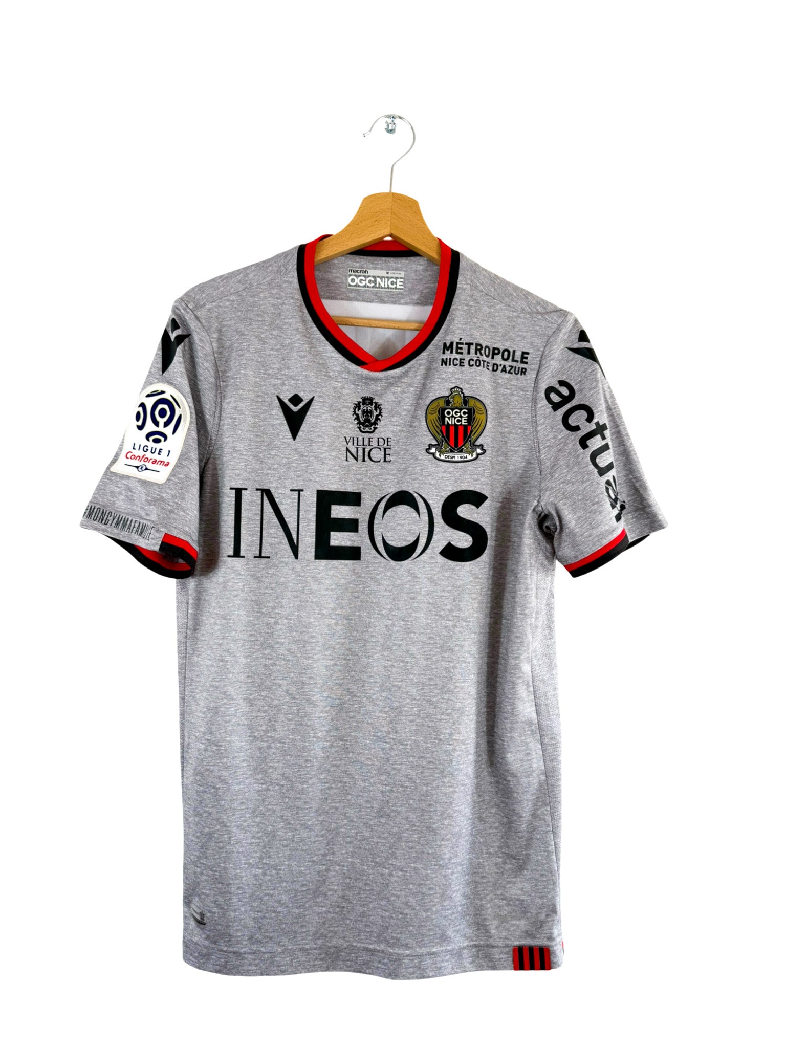 Camiseta de visitante del OGC Nice 2019/2020 [#10 Ounas] Macron *Problema del partido* - Talla M