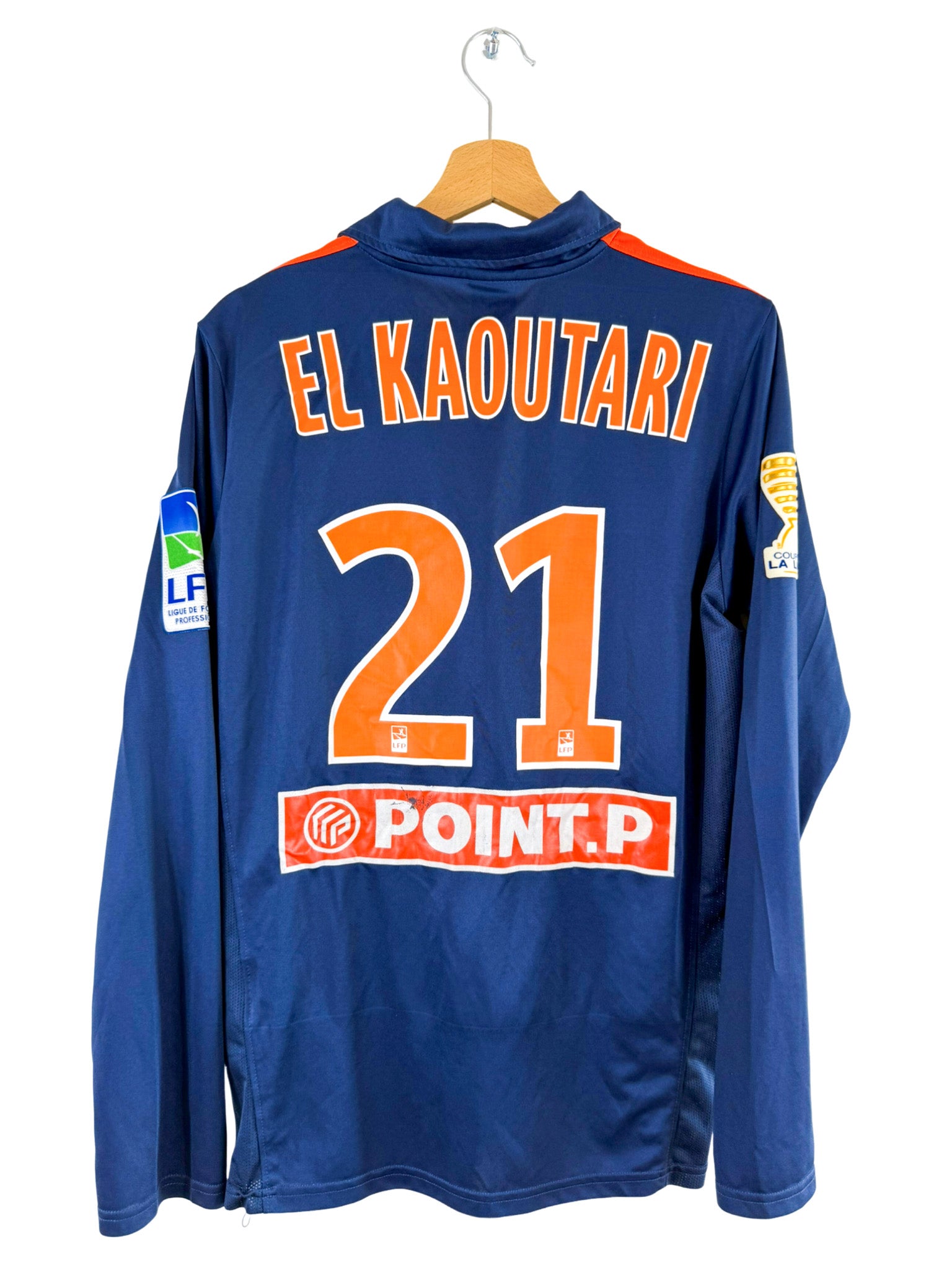 2010/2011 - Camiseta de local Montpellier HSC [#21 El Kaoutari] Nike *Match Issue* *Coupe de la Ligue* *Mangas largas* - Talla M