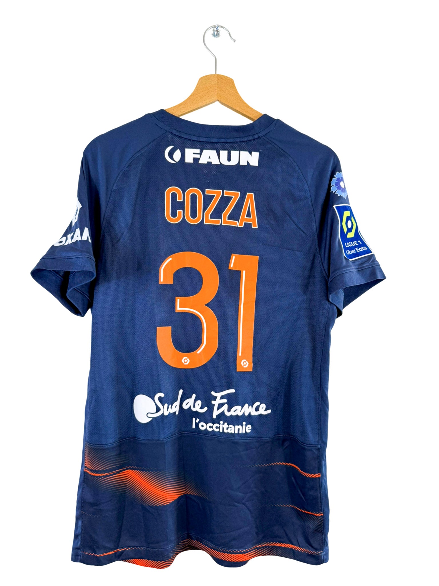 2022/2023 - Camiseta de local Montpellier HSC [#31 COZZA] Nike *Match Issue* *Bleuet de France* - Talla M