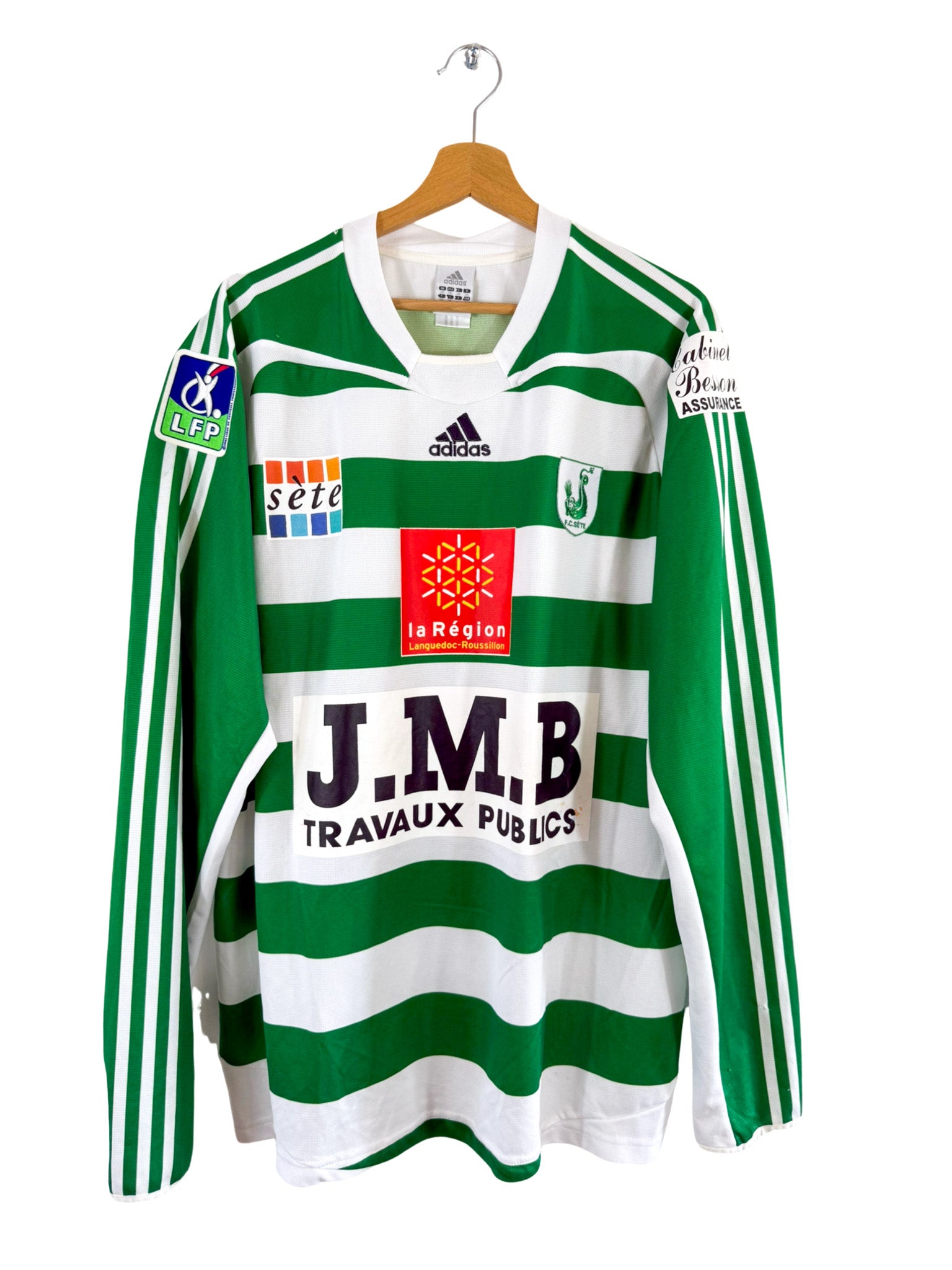 2005/2006 - Camiseta local del FC Sète [#12 OUEJDIDE] Adidas *Edición del partido* *Manga larga* - Talla 2XL