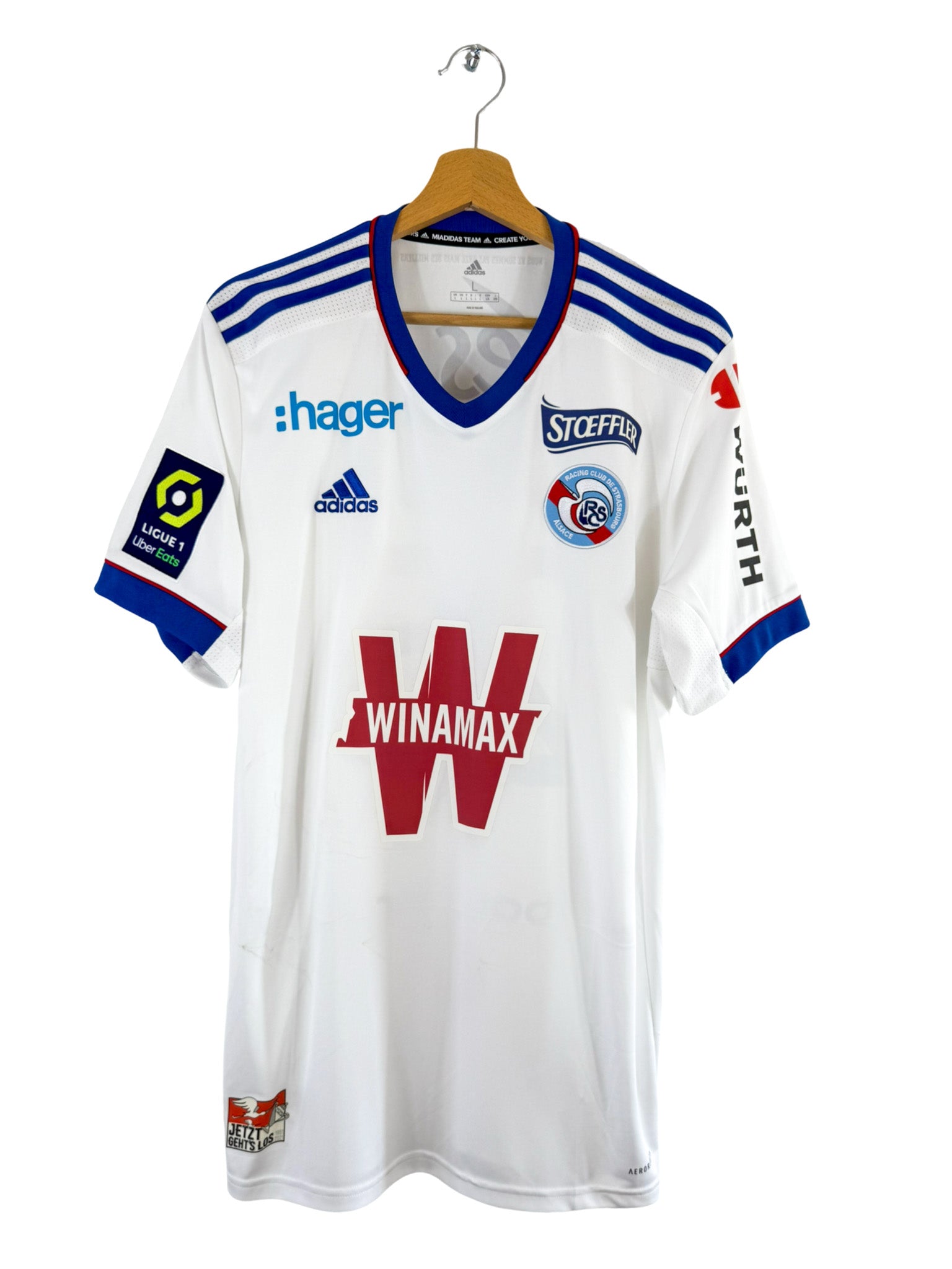 2021/2022 - Camiseta visitante del Estrasburgo [#25 Ajorque] Adidas *Problema del partido* - Talla L