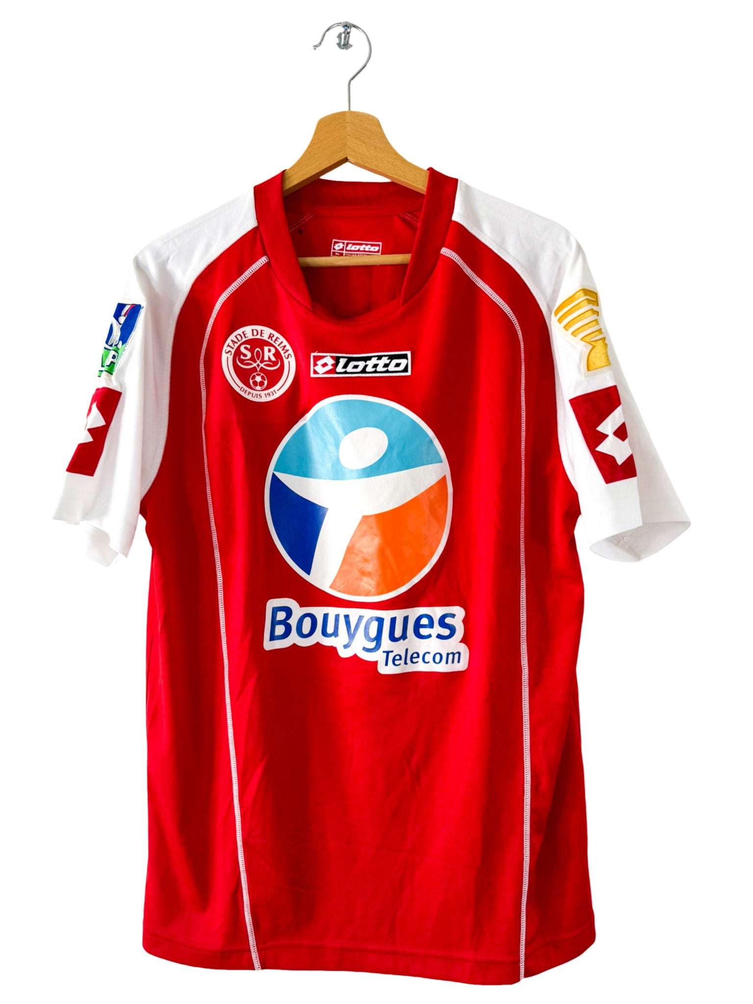 2008/2009 - Camiseta del Stade de Reims [#3 Giraudon] Lotto *Problema del partido* *Copa de la Liga* - Talla XL