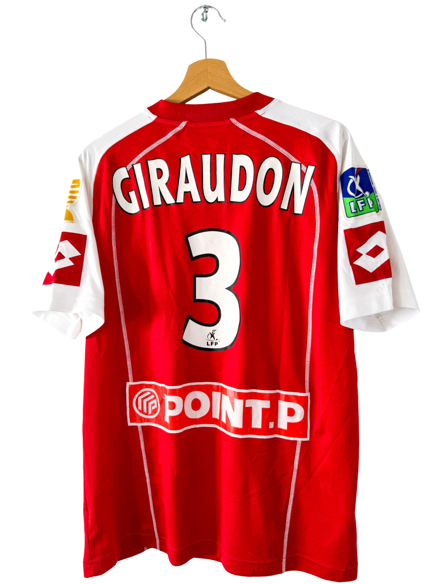 2008/2009 - Camiseta del Stade de Reims [#3 Giraudon] Lotto *Problema del partido* *Copa de la Liga* - Talla XL