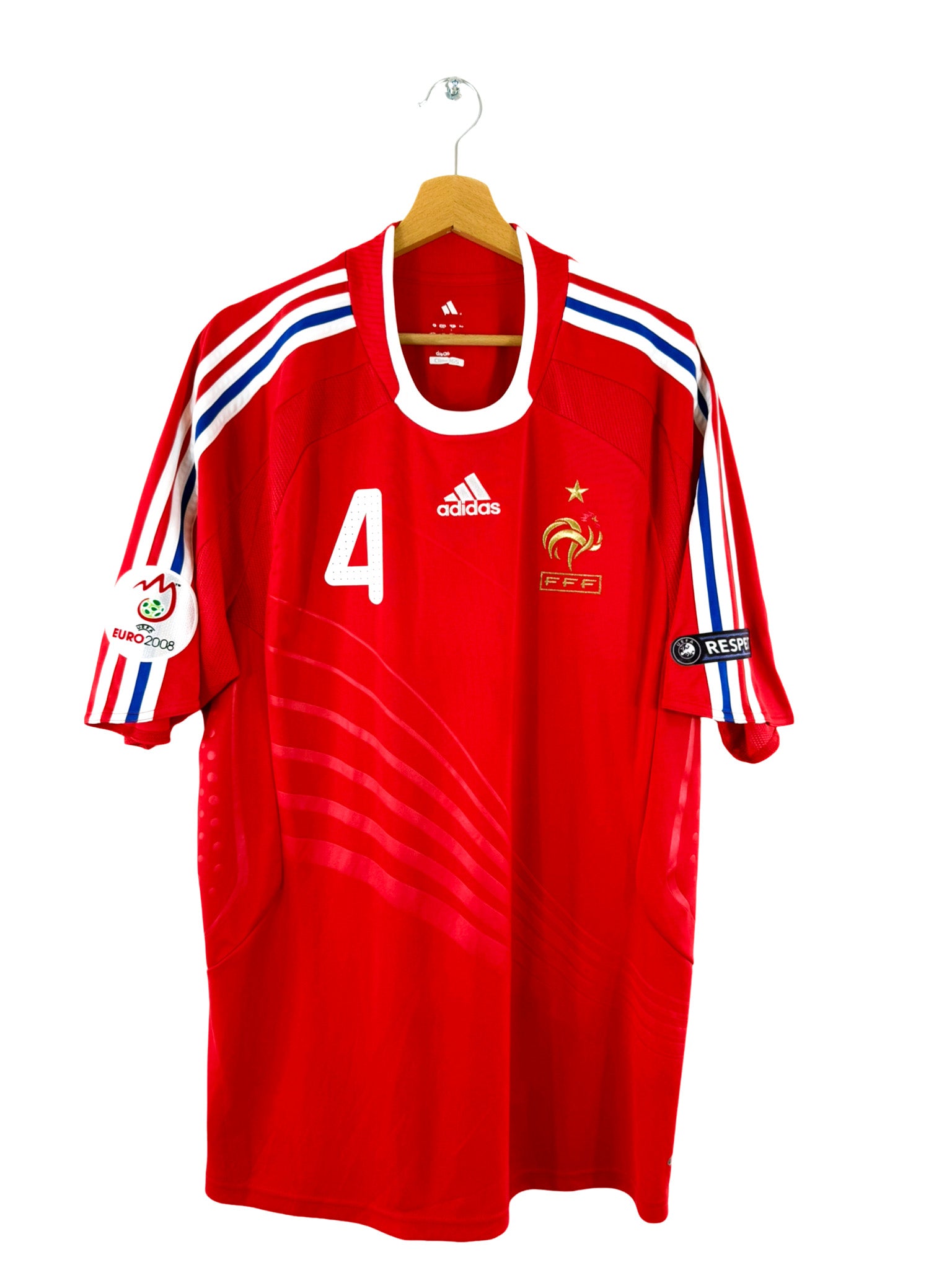 Camiseta de visitante de la selección francesa de la Eurocopa 2008 [#4 Vieira] Adidas - Talla XL