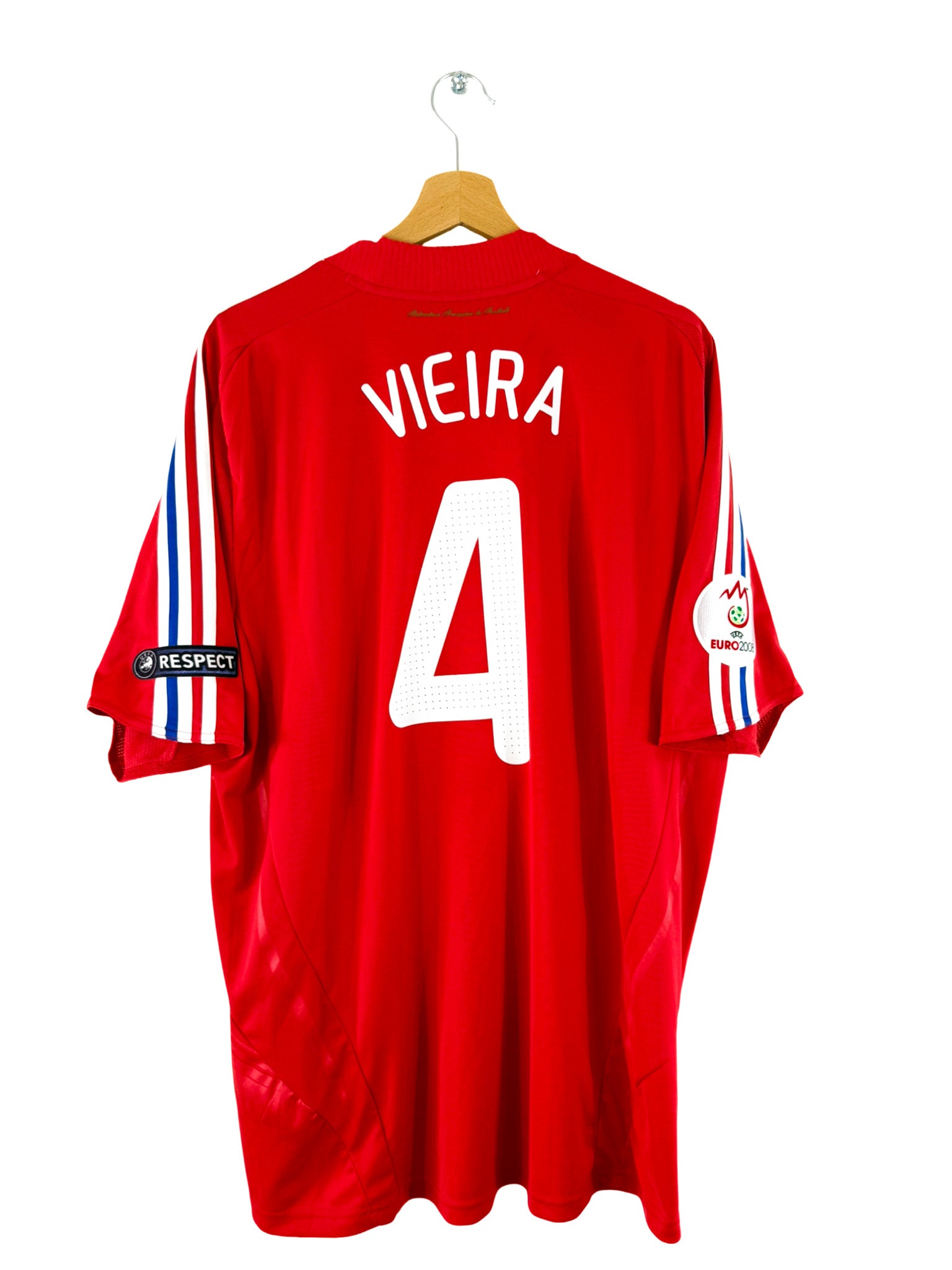 Camiseta de visitante de la selección francesa de la Eurocopa 2008 [#4 Vieira] Adidas - Talla XL