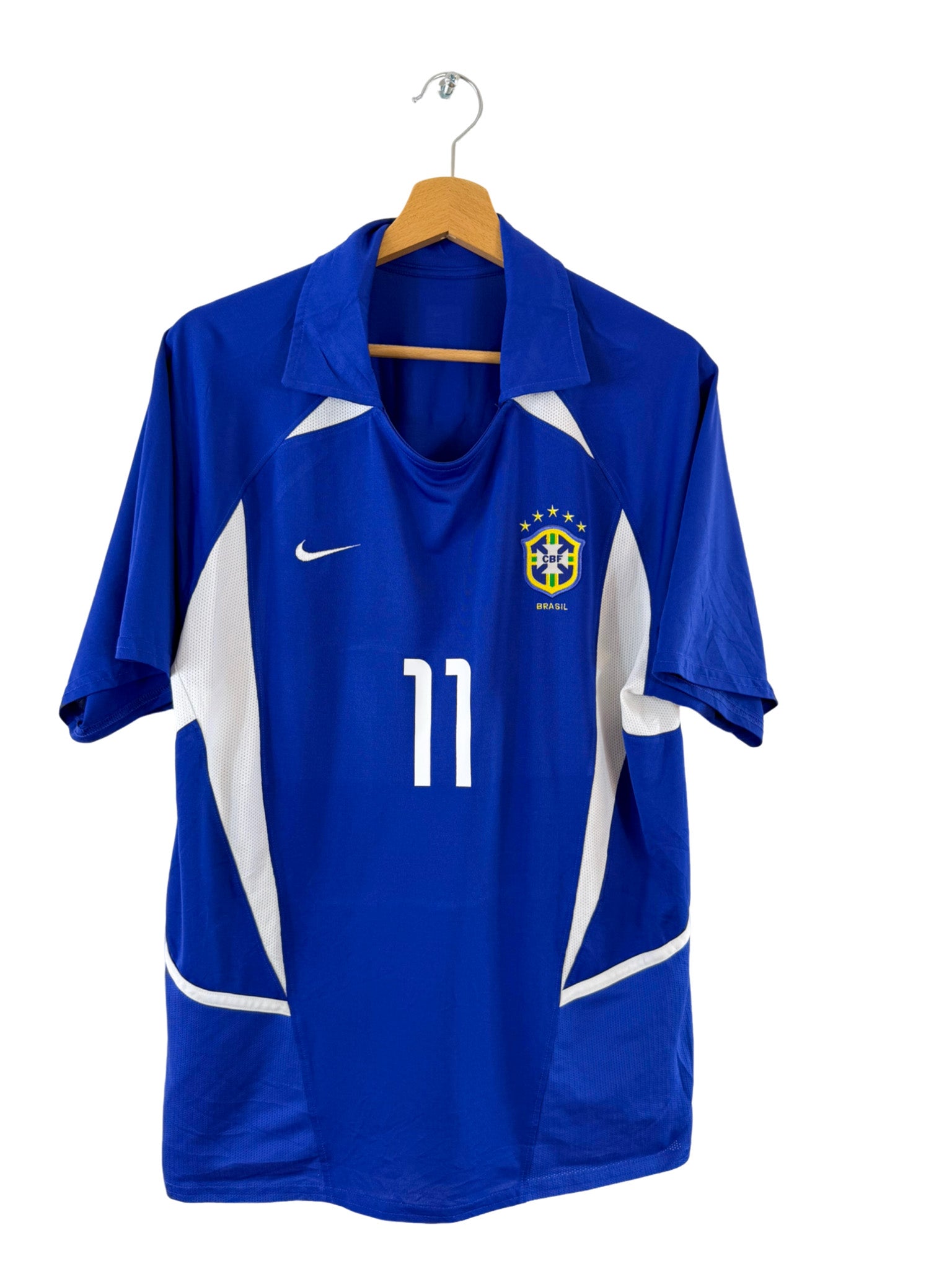2002 - Camiseta de visitante de Brasil [#11 Ronaldinho] Nike - Talla M