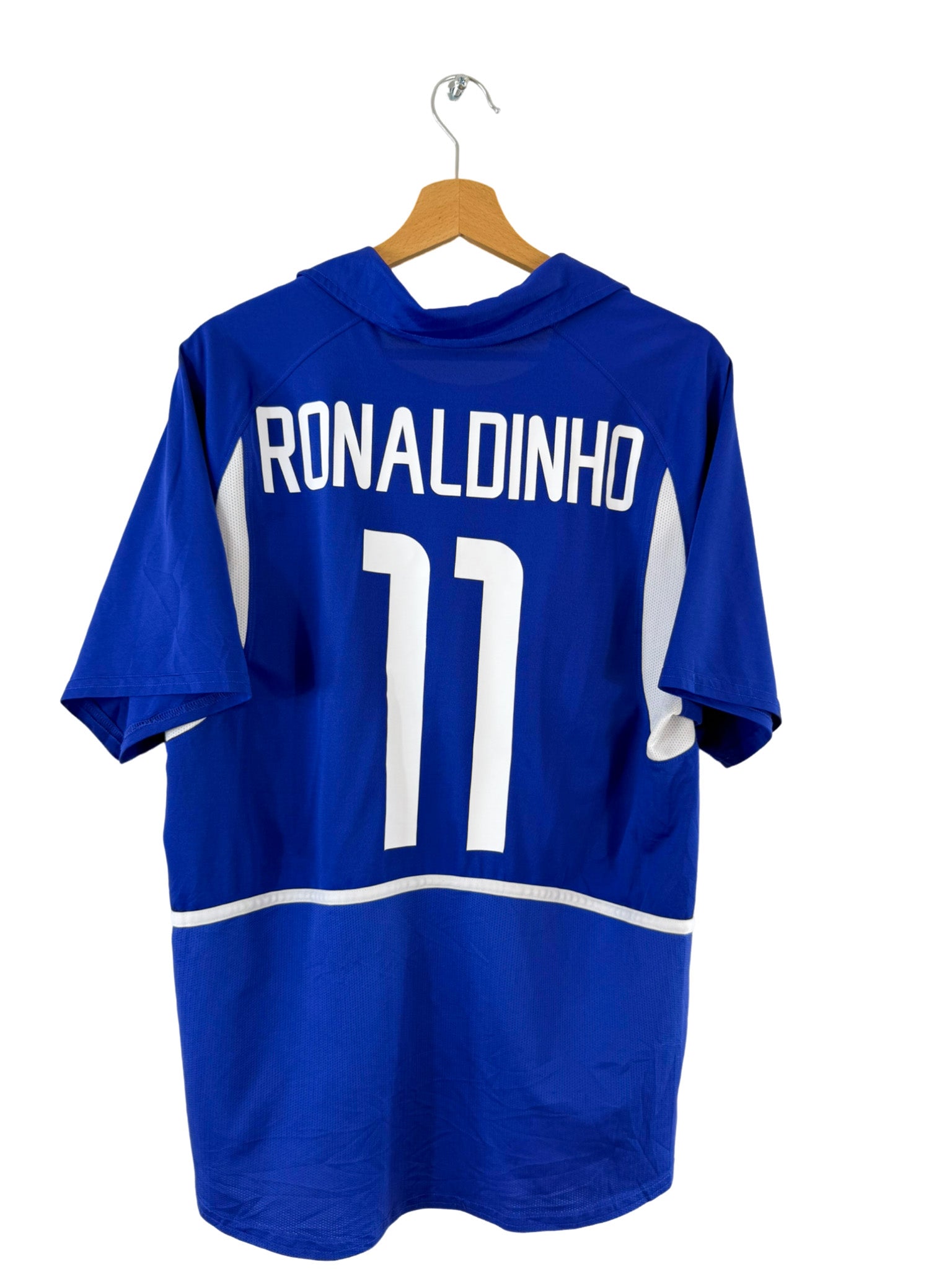 2002 - Camiseta de visitante de Brasil [#11 Ronaldinho] Nike - Talla M