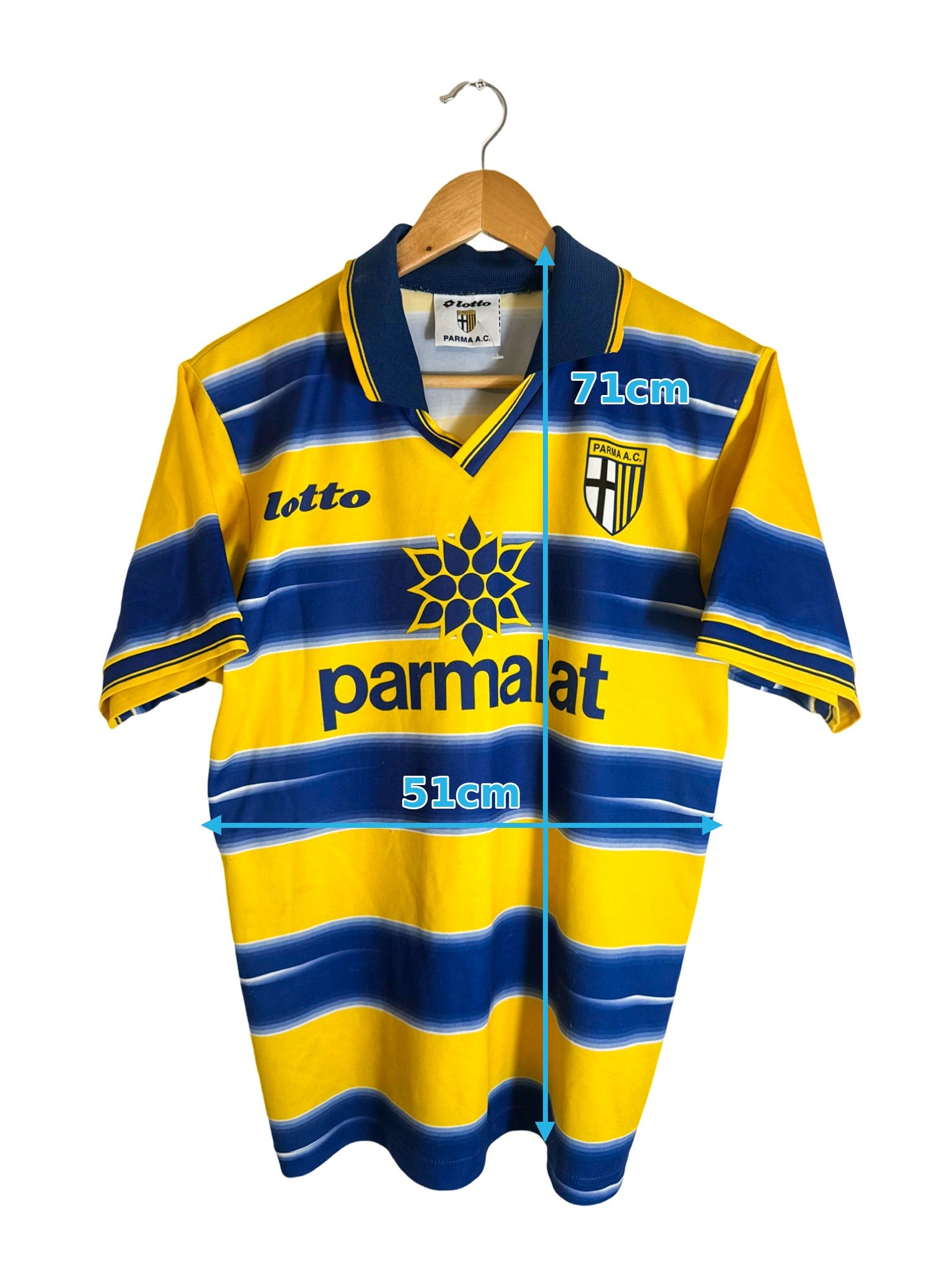 Lotto Parma A.C. ユニフォーム イエロー ネイビー 1998/1999 - Parma home jersey - S – Vista football shop