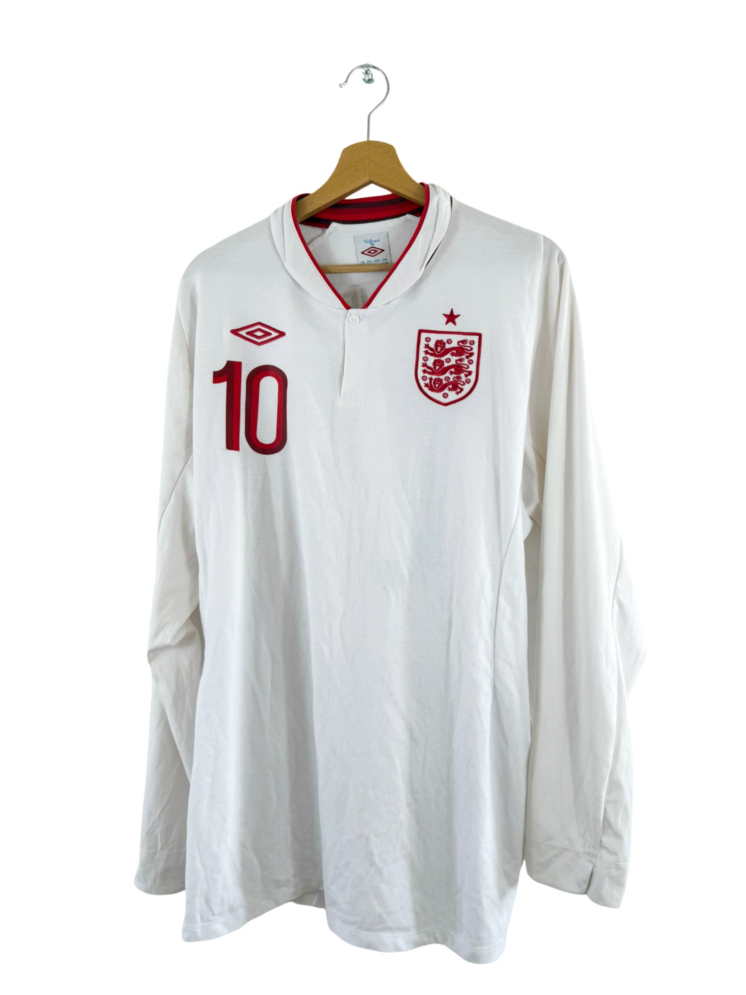 2012 - England Home Shirt [#10 Rooney] *Long Sleeves* - XL – Vista