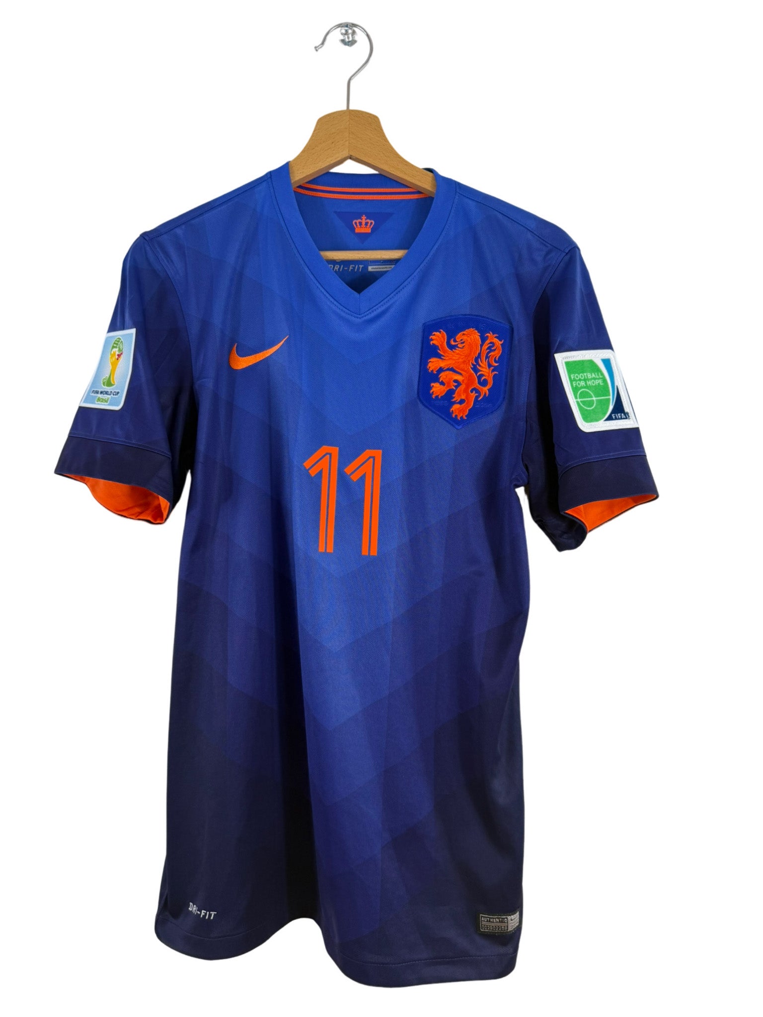 2014 - Camiseta visitante de Países Bajos [#11 Robben] Nike - Talla S